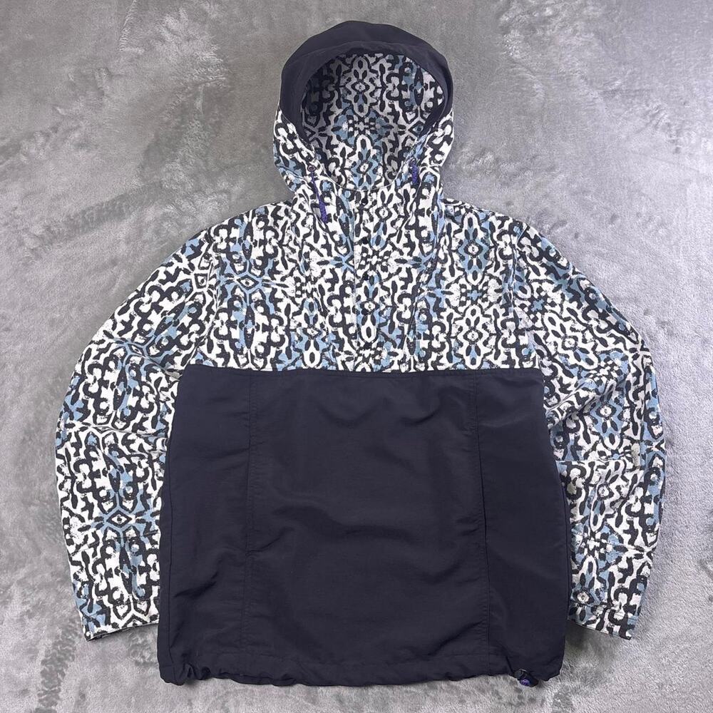 Monitaly Pat Pullover Jacket Mens 38 Kina Blue Black Hooded Anorak Made USA